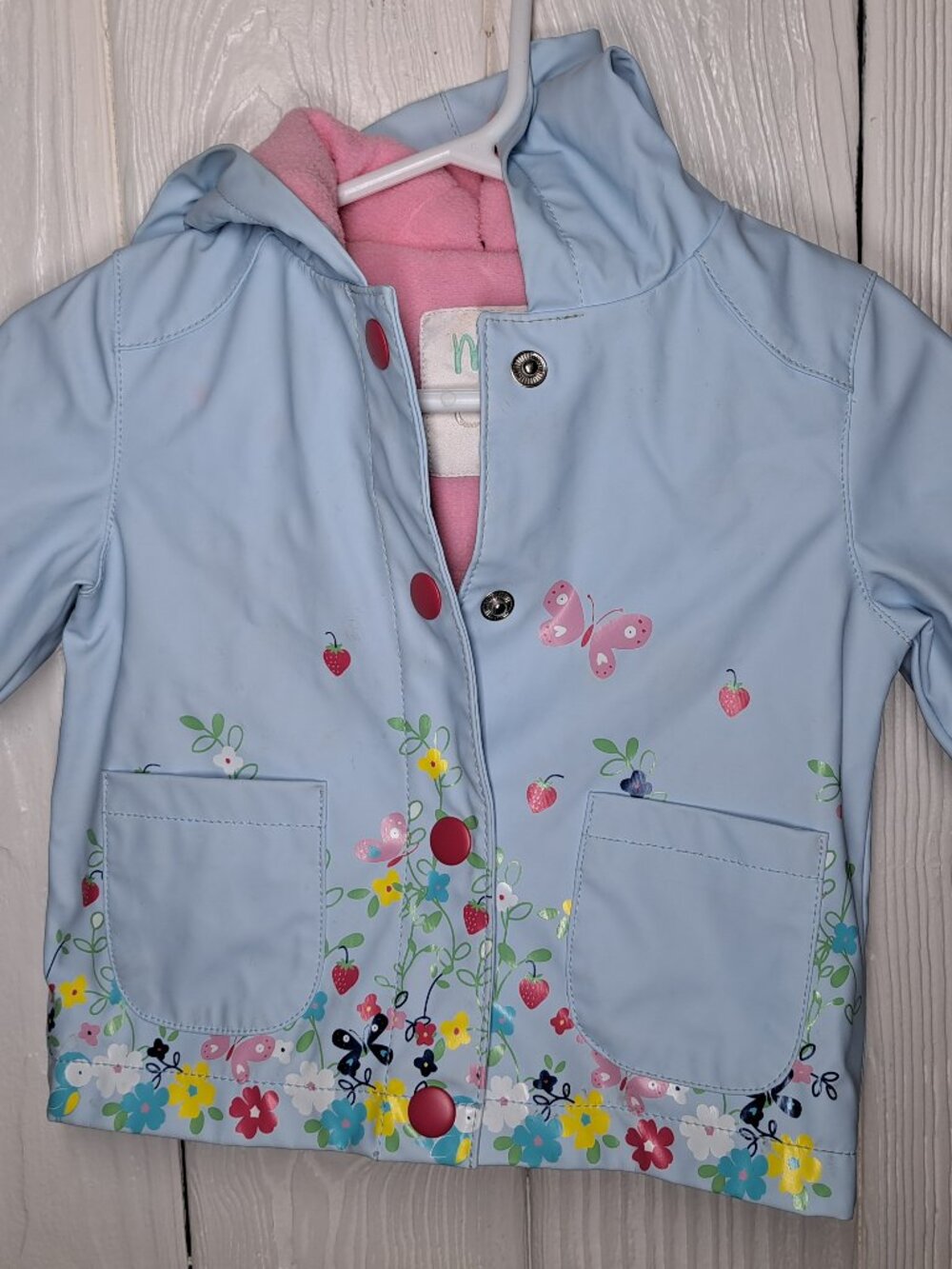 hooded raincoat for baby girl 3-6 months fleece lined
